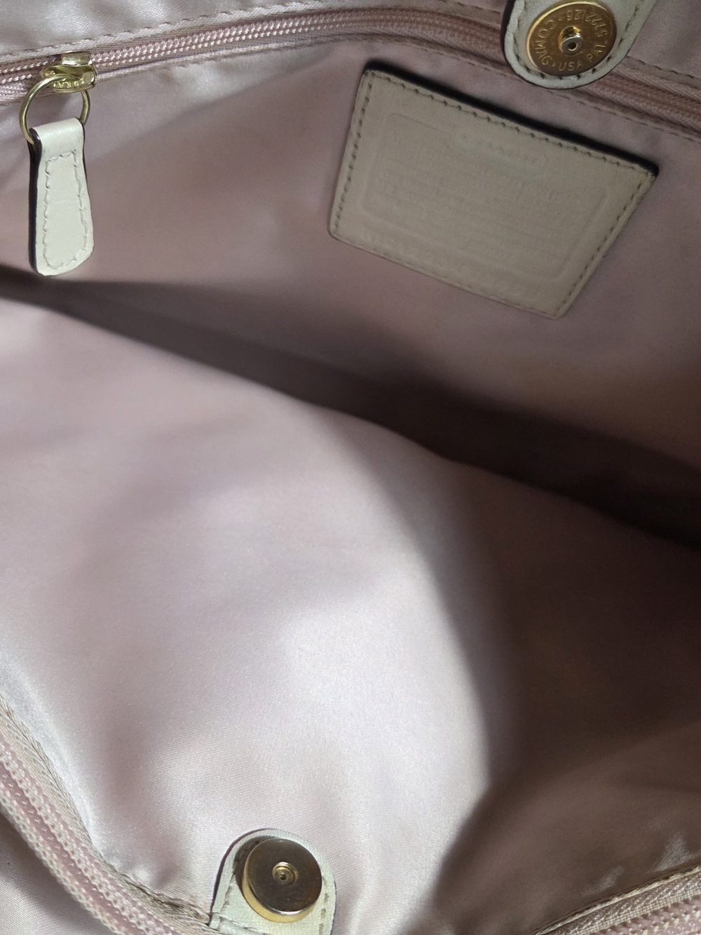 Coach Cream Embossed Leather Tote with Gold Hardware - Picture 6 of 9